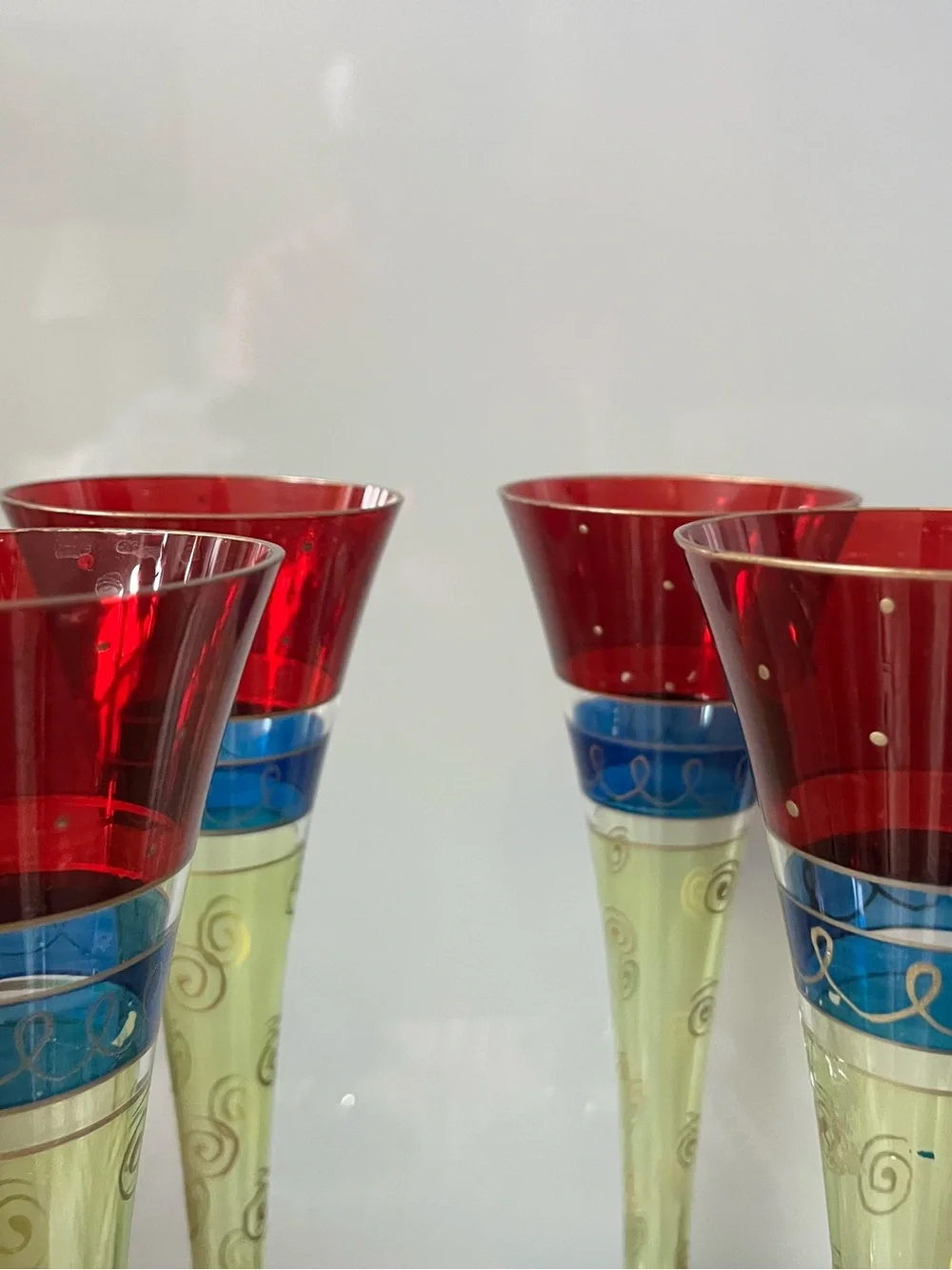 Pier 1 Imports Vintage Set of 4 Hand-Painted Tall Fluted Glasses #224
